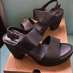 Born Platform Sandals, Black, Size 9